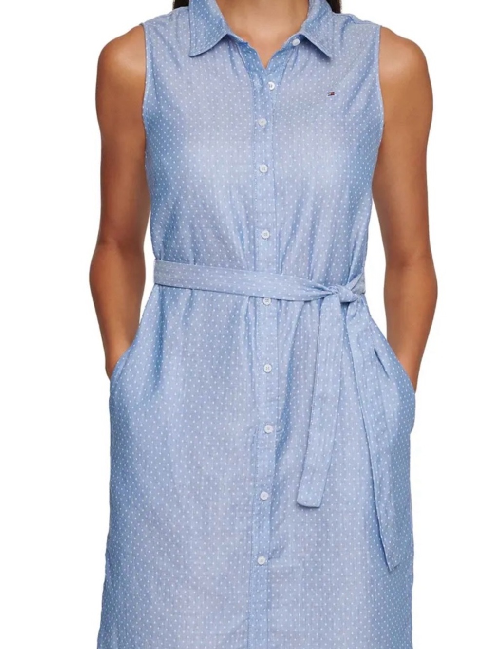 Tommy Hilfiger Sleeveless Shirt Dress Women’s size 8 with pockets 100% Cotton